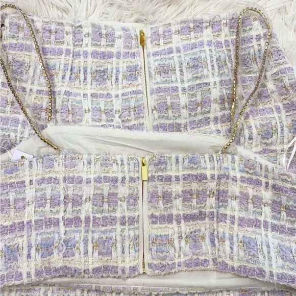 NWT House of Harlow 1960 Tweed Crop Top and Mini Skirt Set - Picture 10 of 12